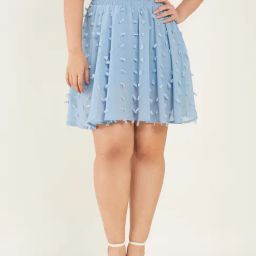 CURVE BY KASSUALLY Blue Above Knee Skirt-image-5