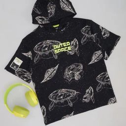 Pantaloons Junior Boys Black Cotton Printed Hooded T-Shirt-image-62