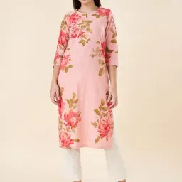 Rangmanch by Pantaloons Peach Cotton Printed 3/4th sleeve Kurti-picture-20