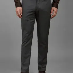 Louis Philippe Dark Grey Slim Fit Self Pattern Trousers-image-64
