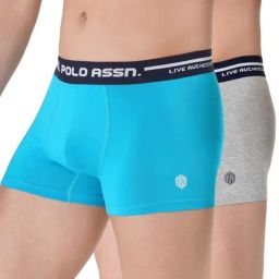 U.S. Polo Assn. Grey & Blue Cotton Regular Fit Trunks - Pack Of 2-picture-46