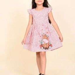 LilPicks Kids Pink Printed Dress-image-95