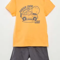 KIABI Boys Printed Round Neck Pure Cotton T-shirt With Shorts-picture-36