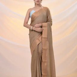 Arhi Beige Silk Woven Design Saree with Unstitched Blouse-image-93
