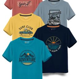 HELLCAT Kids Multicolor Printed T-Shirt (Pack Of 5)-image-43