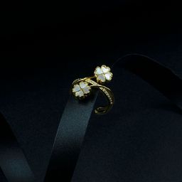 ARTKLIM Gold-Plated American Diamond Studded Adjustable Finger Ring-47