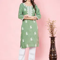 HERE&NOW Women Floral Printed Thread Work Kurta-picture-23