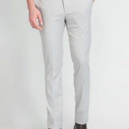 Arrow Grey Cotton Slim Fit Trousers-picture-17