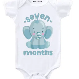 KNITROOT Short Sleeves 7 Months Old Printed Onesie - White-picture-14
