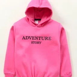 Smarty Girls 100% Cotton Fleece Full Sleeves Hooded Pullovers Text Print - Pink-picture-3