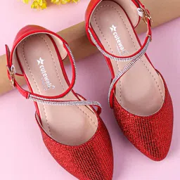 Cute Walk by Babyhug Shimmery & Studded Bellies with Buckle Closure - Red-picture-34