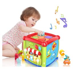 YAMAMA Musical Fancy Baby Activity Cube 6 in 1 Learning Toys With Letters Colorful Shape Sorter Vehicles Puzzle 4 Piano Keys For Kids And Babies  Multicolor-17