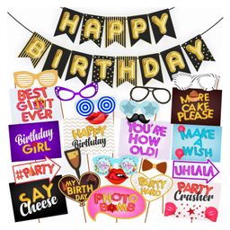 Wobbox Happy Birthday Props Happy Birthday Banner Happy Birthday Decoration Items Pink -Pack Of 27-image-12