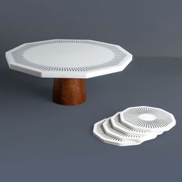 Think Artly Chrysto Cake Stand with 4 coasters.-25