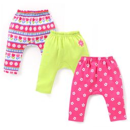Babyhug Interlock Full Length Diaper Leggings Floral Print Pack of 3 - Multicolour-image-32
