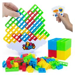 AKN TOYS Tetra Tower Game 32 Pcs (4 Different Shapes) Stack Tower Blocks with 22 Cards, Swing Stack Balance Building Block Interactive STEM Toy ( Color May Vary)-1