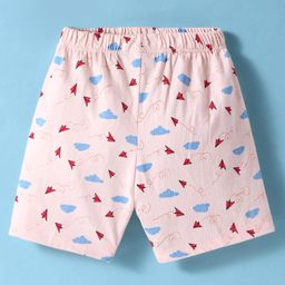 Tango Single Jersey Knit Knee Length Shorts with Paperboat Print - Pink-image-79