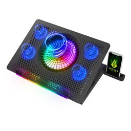 Archer Tech Lab, Squall 200 RGB Gaming Laptop Cooling Pad Stand with Aluminum Metal Grid, 5 Turbo Fans, Dual USB Ports, 5 Adjustable Angles, 4 Way Adjustable Phone Holder (Supports up-to 17" Laptop)-16