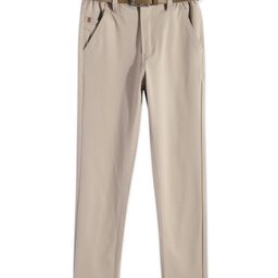 CAVIO Lycra Blend Solid Trousers With Belt - Cream-image-85