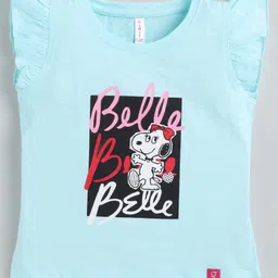 giniekids Cotton Sleeveless Belle Belle Text & Dog Printed Top - Blue-picture-4