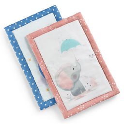 Zoe New Born Baby Cotton Flat Gadda Cozy Moon Bear & Cute Elephant Print - Pack of 2-3