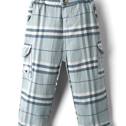 Ollypop Textile Woven Full Length Trouser With Checks - Turquoise-picture-32