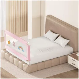 Kids Station Foldable Bed Rail Guard for Kids & Toddlers 1 Side, Pink (150 x 80 cm) Adjustable Height, Baby Safety Fence for King Size Bed (5ft, Basic)-picture-12
