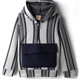 Rikidoos Full Sleeves Striped Hooded Sweatshirt - Grey-picture-30