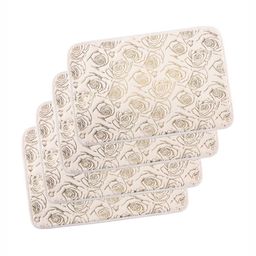 Aura 4-pcs Beige & White Printed Anti-SkidDoormats-48
