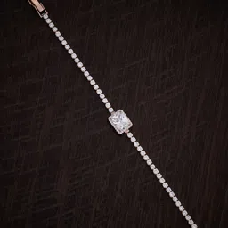 Kushal's Fashion Jewellery Women Rose Gold Plated Cubic Zirconia Studded Link Bracelet-10