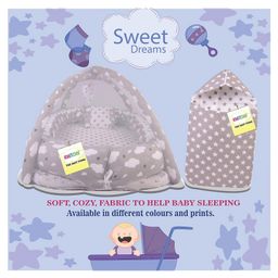 Kwitchy Baby Bedding Set Luxury Cushioned Mattress with Mosquito Net & Sleeping Bag Combo  -Grey image 2
