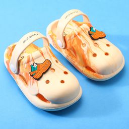 Babyoye Slip On Clogs With Back Strap Marble Print & Applique - Orange image 2