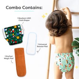 SuperBottoms UNO Cloth Diaper Pants Combo with Magic Pad & Booster Pad - Reusable, Pull-up Style (Jungle Beats) image 2