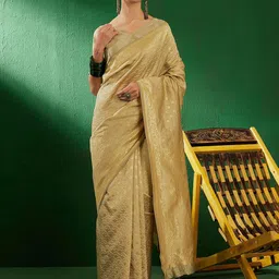 DEVATITHI Woven Design Zari Beige Banarasi Silk Saree-picture-32