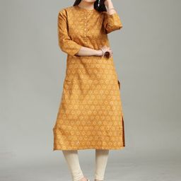 COTTON CULTURE Floral Printed Silk Straight Kurta-image-1