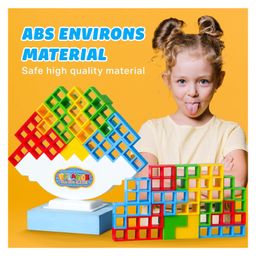 AKN TOYS Tetra Tower Game 32 Pcs (4 Different Shapes) Stack Tower Blocks with 22 Cards, Swing Stack Balance Building Block Interactive STEM Toy ( Color May Vary) image 4