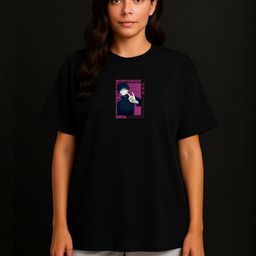 Anikmart Women Demon Slayer Graphic Printed Round Neck Cotton Oversized T-shirt-picture-7