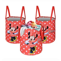 Kuber Industries Red & White 3 Pieces Printed Foldable Laundry Bags 45 l-18