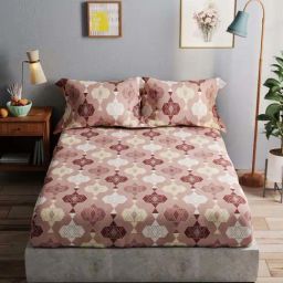 Bianca Amolina Light Brown 135 TC Cotton Double Bedsheet with 2 Pillow Covers-image-3