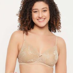 Clovia Beige Lace Work Full Coverage Bra-picture-15
