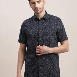 Turtle Navy Cotton Regular Fit Printed Shirt-picture-48