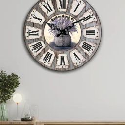Random Grey & White Floral Printed Analogue Silent Wall Clock-picture-41