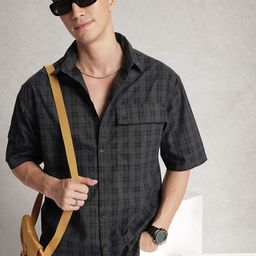 WROGN Pure Cotton Relaxed Fit Checked Casual Shirt-image-81