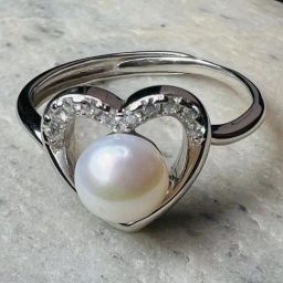 Arte Jewels 925 Sterling Silver Heart Shape Pearl Ring for Women & Girls-image-70