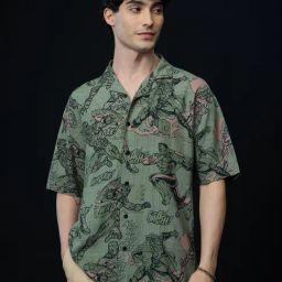 The Souled Store Green Loose Fit Printed Shirt-image-89