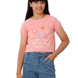 Under Fourteen Only Kids Peach Embroidered Top-image-64