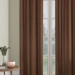 Hosta Homes Coffee Polyester 10 ft Blackout Long Door Curtain-42