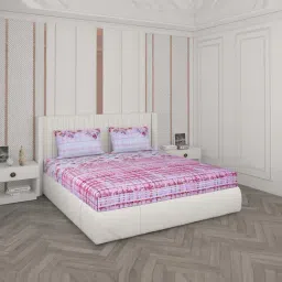 Monte Carlo Pink Cotton 104 TC Queen Bedsheet with 2 Pillow Covers-picture-31