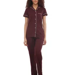 Nite Flite Maroon Cotton Shirt With Pyjamas-picture-13