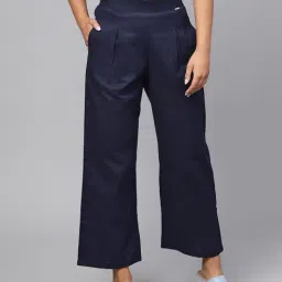 Indo Era Navy Elasticated Trousers-image-17
